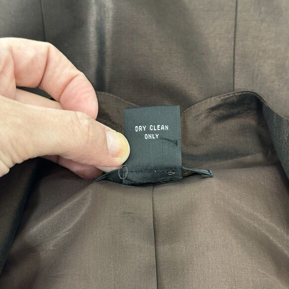 Vtg 100% Silk Jacket Womens 8 Brown Iridescent Open Front Blazer Career Capsule - Picture 15 of 15